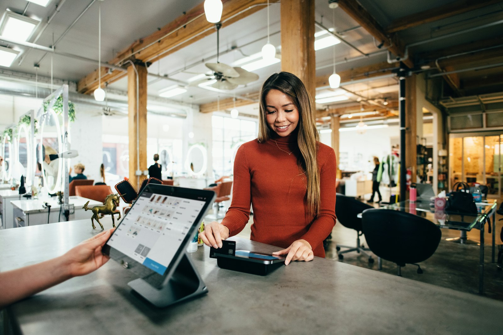 A busy cafe counter during service